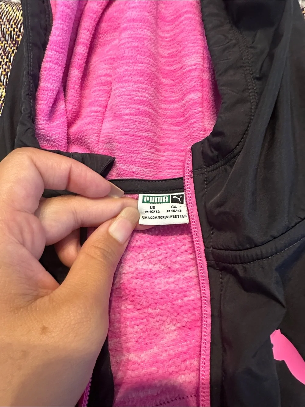 Puma Heathered Pink and Black Zip Hoodie